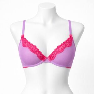 Victoria’s Secret Sheer Lace Underwire Bra 34B Lavender Pink NWT
